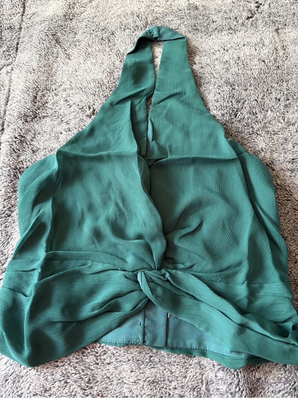 Green Halter Tie-Front Women's Top